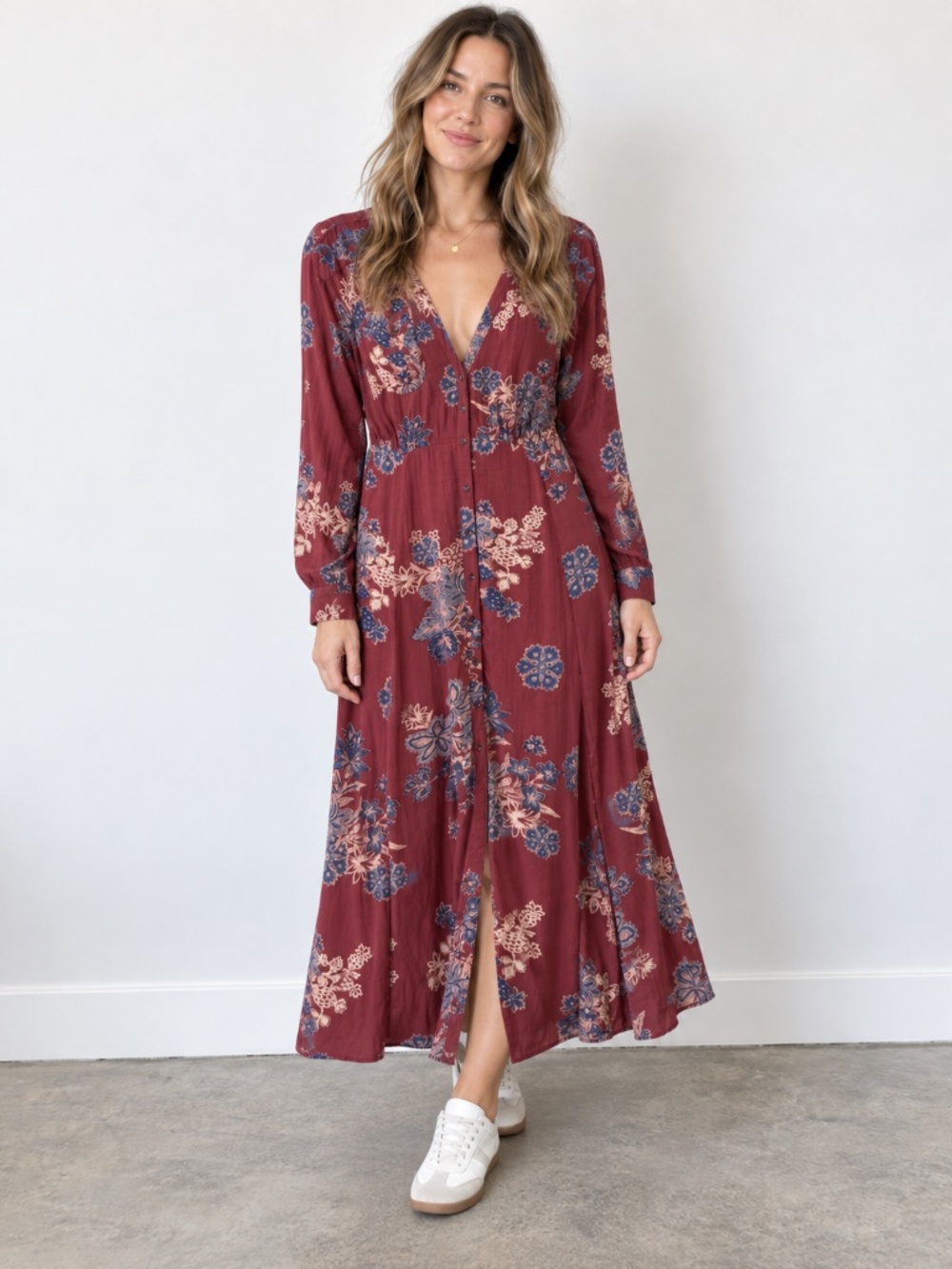 Free People Miranda Printed Midi Dress